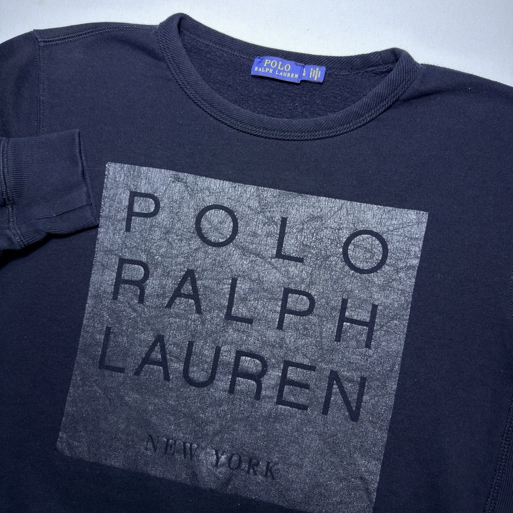 Polo Ralph Lauren Large Woman Black‎ Pullover New York Crew BlackNeck Sweatshirt